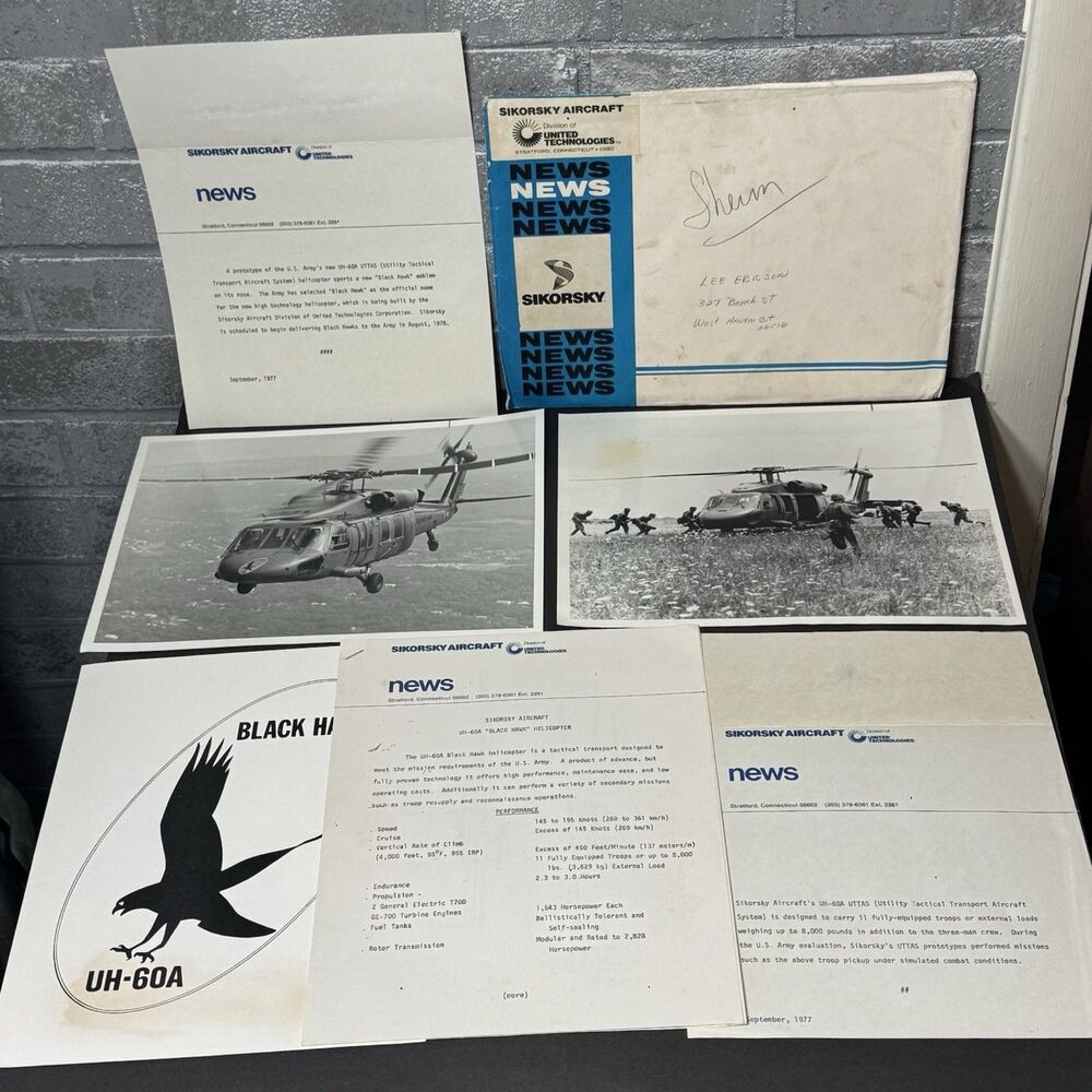 1977 Sikorsky UH-60A Black Hawk Press Kit Photos News Release Original Folder